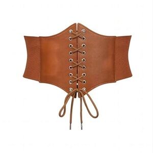 Brown Lace-Up Corset Belt